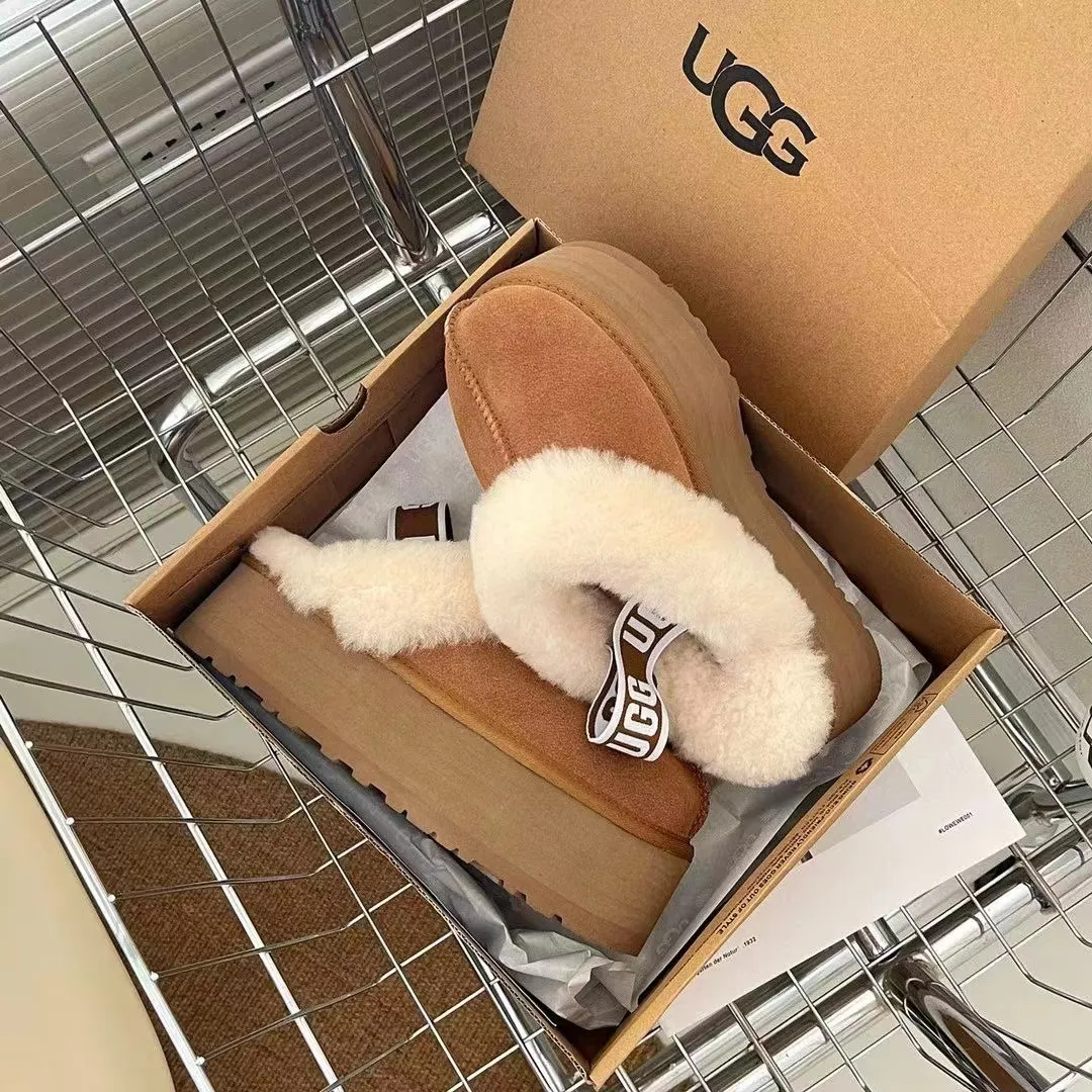 💰 480 UGG sheepskin all-in-one snow boots official website recommends 3474 5-layer 5 cm thick-soled slippers Color: Chocolate Mustard Black Gray Maroon Dusk Pink Size: 35-41